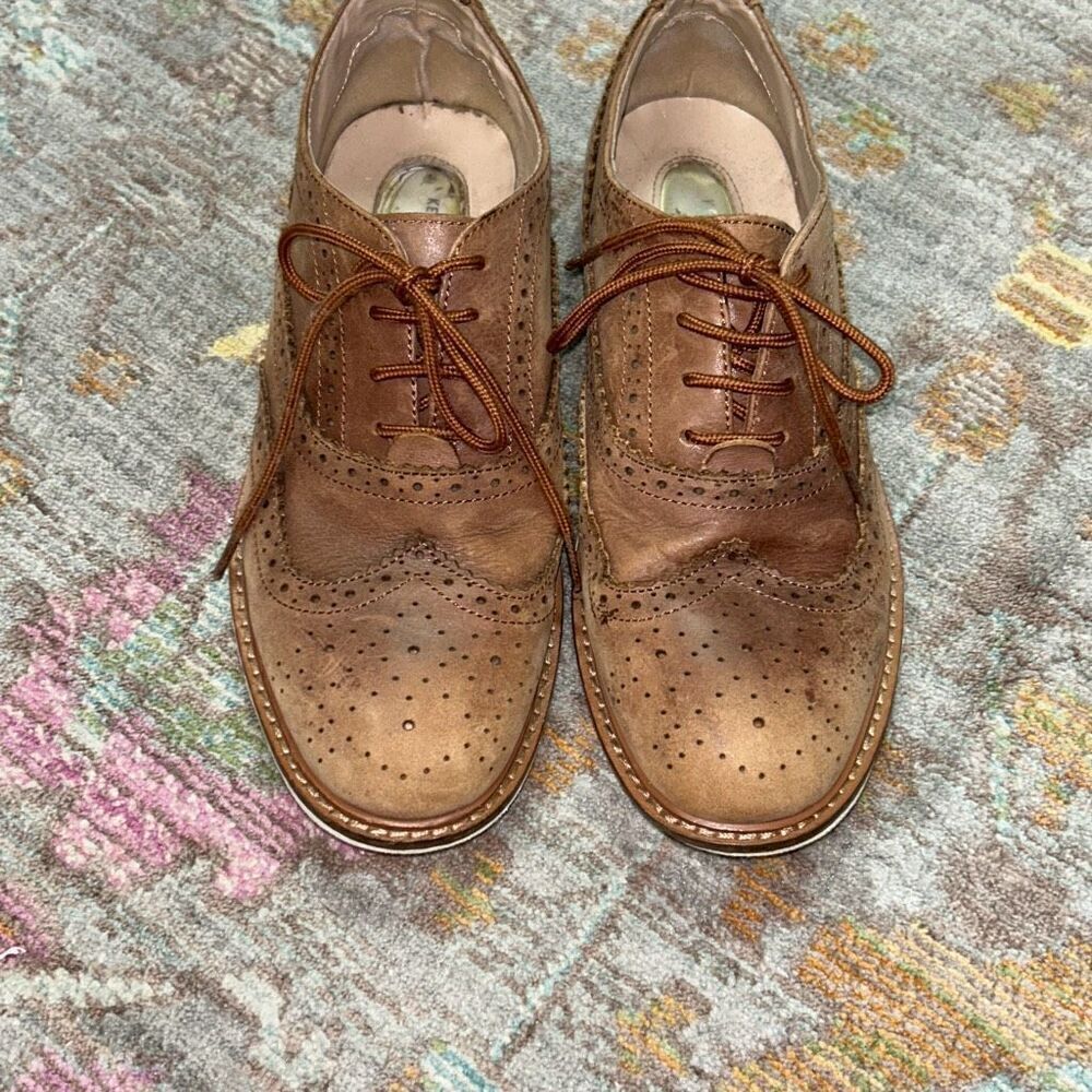 Kenneth Cole brown wingtip oxford dress shoes boy sz 5